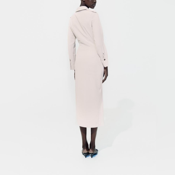 ZARA DRAPED WAIST MIDI DRESS - Picture 4 of 11